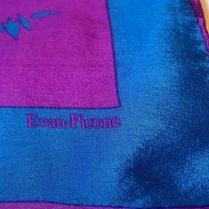 Evan Picone- Vintage silk scarf - 26in X 26in - purple & blue - EUC